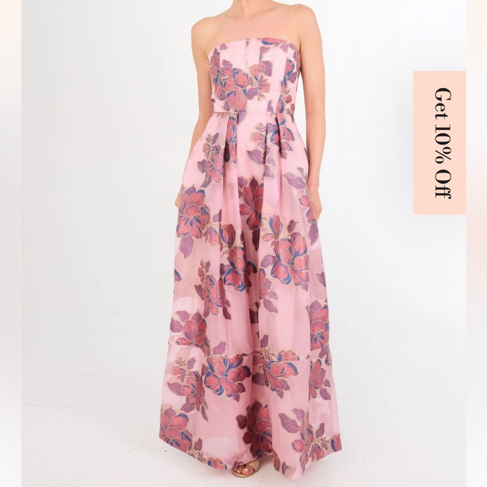 Floral Strapless Pink Dress